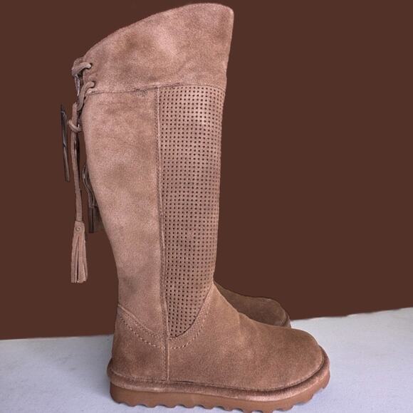 Bearpaw Tracy 2140W Hickory II Suede Leather Knee-High Boot Tan Women's 5M NWB - Picture 1 of 12